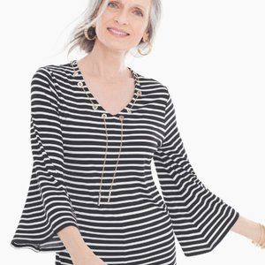 Chico’s Striped Top with Neck Chain Chico’s 2/US L